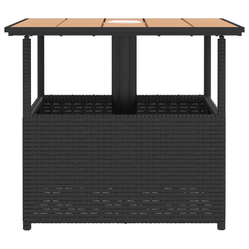 Tavolo Giardino | Tavolino da esterno Foro Ombrellone Nero 55x55x46,5 cm Polyrattan