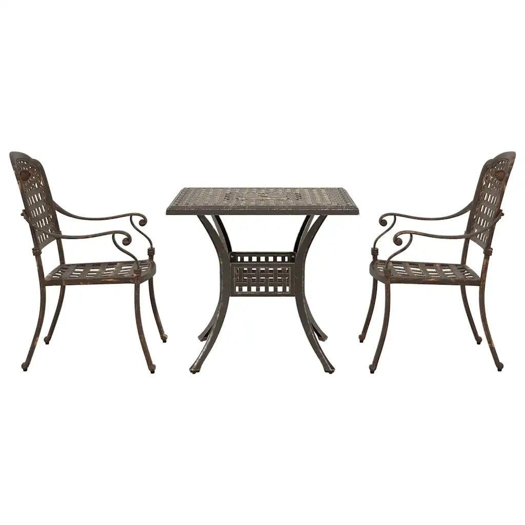 Set di Tavolo da Giardino 3 pcs Bronzo Alluminio pressofuso 3334724
