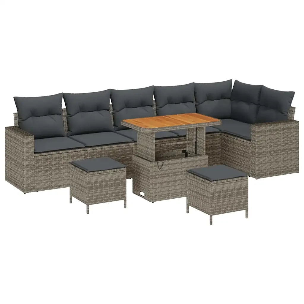 Set Divano da Giardino 9 pcs Grigio polyrattan 3361638