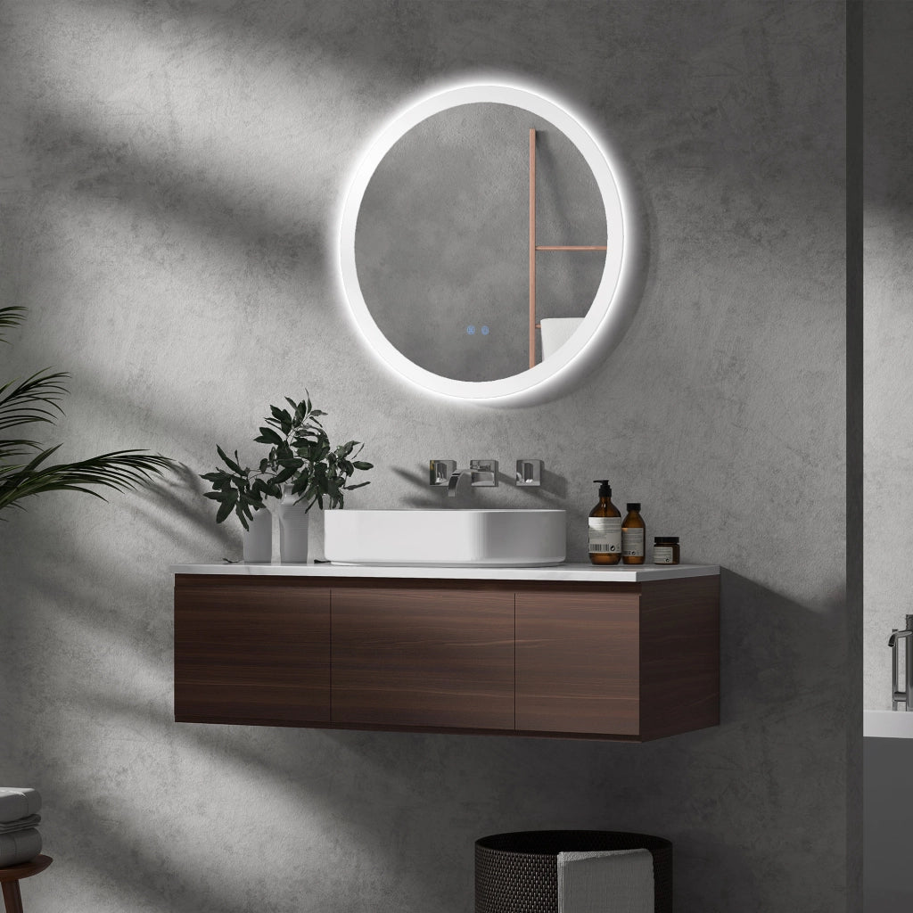Specchio bagno rotondo LED Ø70 cm con 3 colori di luce, antiappannamento, touch, IP44
