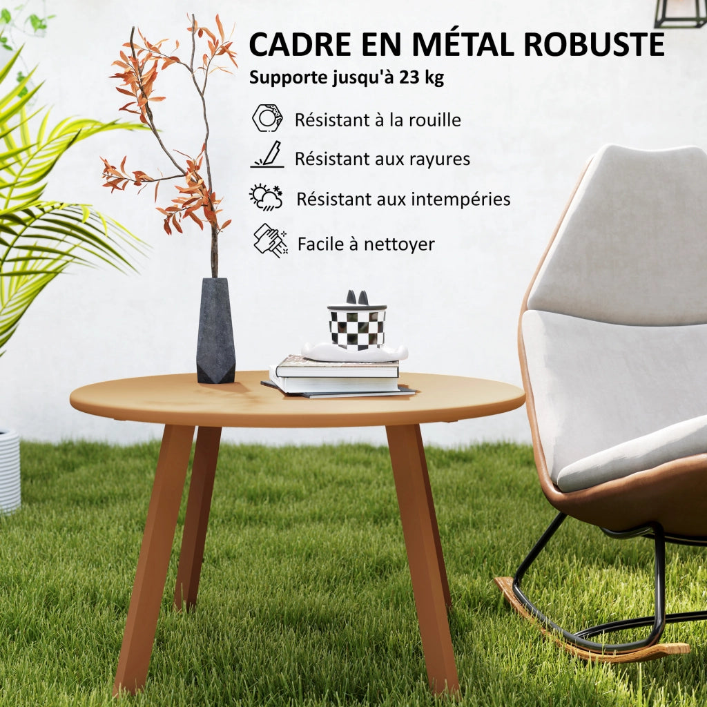 Tavolino rotondo da giardino ¨C Zephmum ¨C arancione, metallo, ?70x42 cm