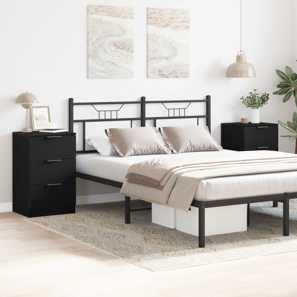 Comodini 2 pezzi Nero Rovere 40x65x65 cm Realizzati in Legno Ingegnerizzato