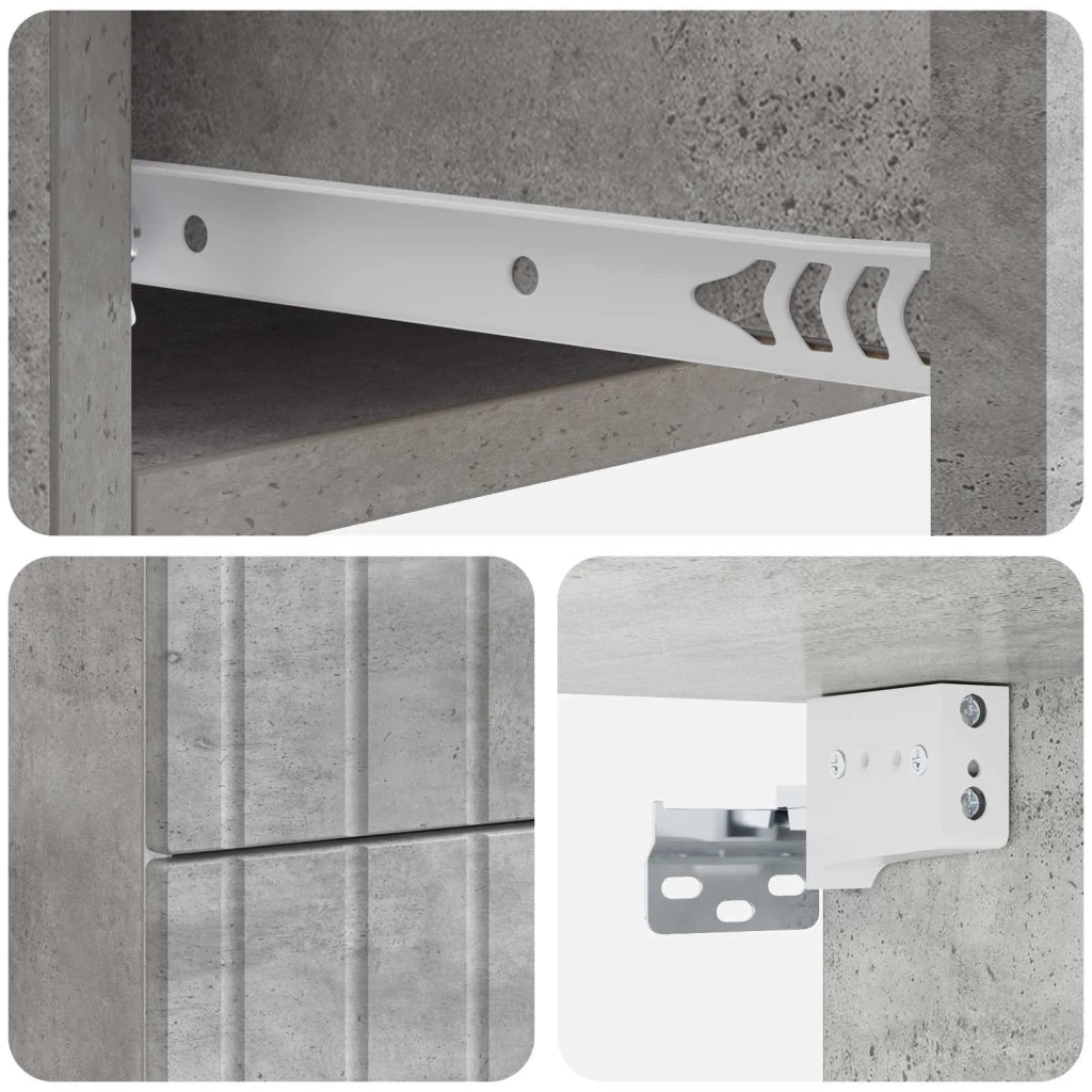 Mobiletto da notte a muro con cassetto 2 pcs Grigio Cemento 898302