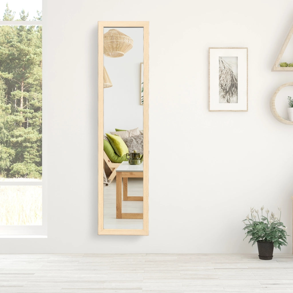 Specchio a figura intera 155 x 37 cm con struttura di legno-Specchio moderno per camera da letto salone ingresso Naturale