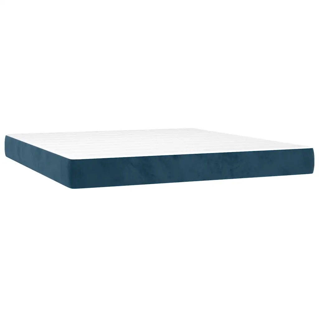 Letto a Molle con Materasso e LED Blu Scuro 160x200 cm