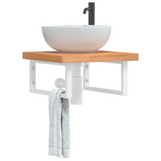 vidaXL Ripiano a Parete per Lavabo in Acciaio e Massello di Faggio