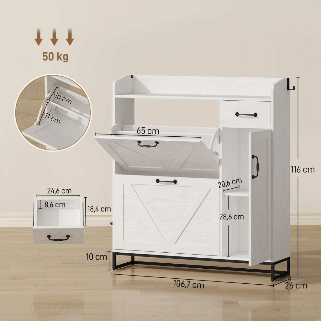 Mobiletto con Cassetti e Ripiani ¨C zephmum ¨C Bianco 106.7x26x116cm