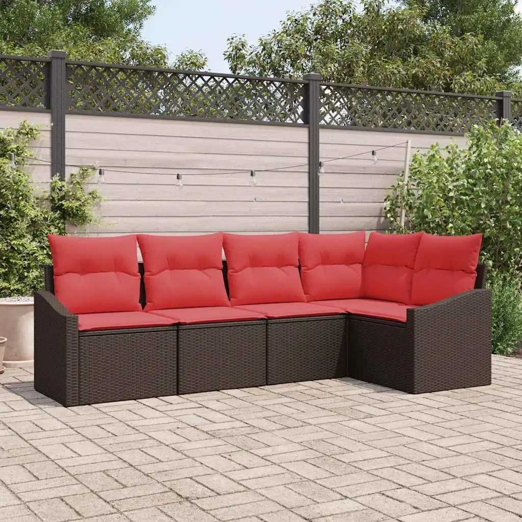 Set di divani 5 pz Marrone polyrattan 3346724