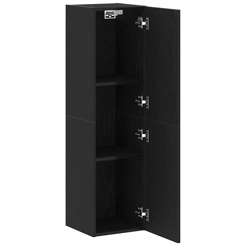 Mobile TV da parete-Mobile TV a Muro-Credenza TV Rovere Nero 30,5 x 30 x 110 cm