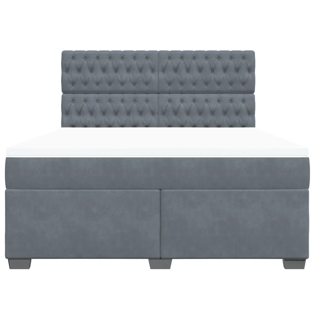 Giroletto a Molle con Materasso Grigio Scuro 180x200 cm Velluto