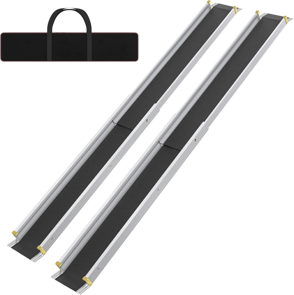 Set di 2 rampe telescopiche in alluminio da 91 a 153 cm - Portata massima: 300 kg - Rampa telescopica di accesso - Rampa di accesso regolabile e portatile per sedie a rotelle e scooter