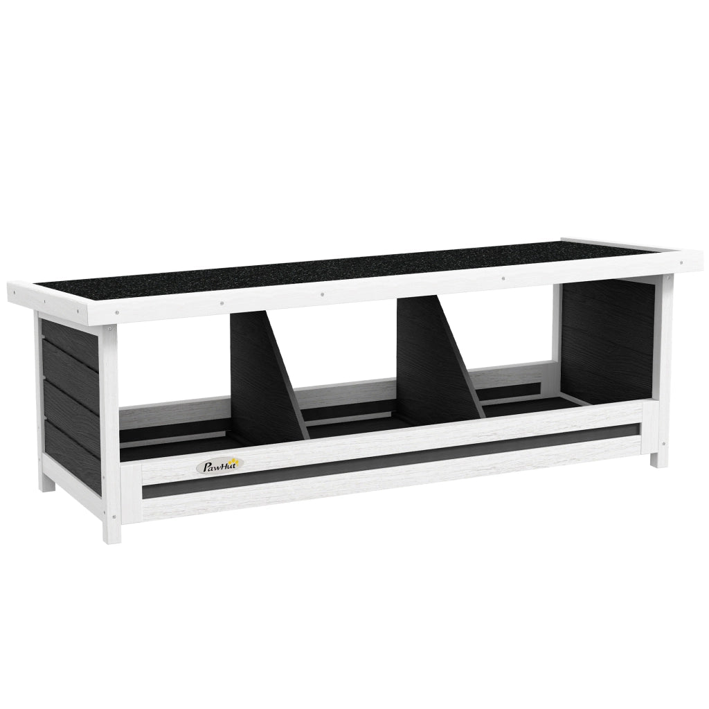 Nido per Galline 95x37x34 cm a 3 Aree con Base Rialzata e Tetto in Legno e Bitume Grigio