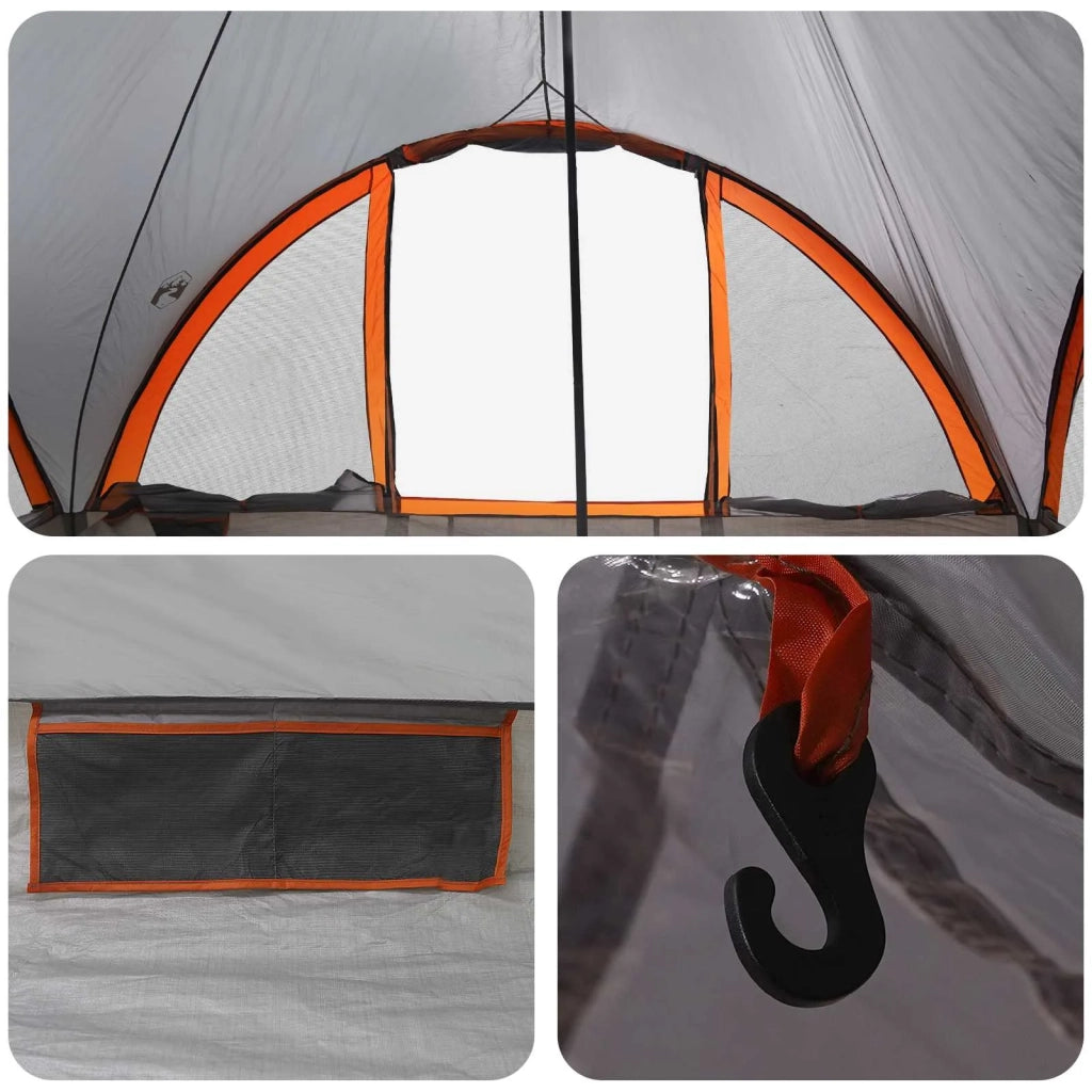 Tenda Tipi Grigio e arancione 6 persone Poliestere e Acciaio 42028625