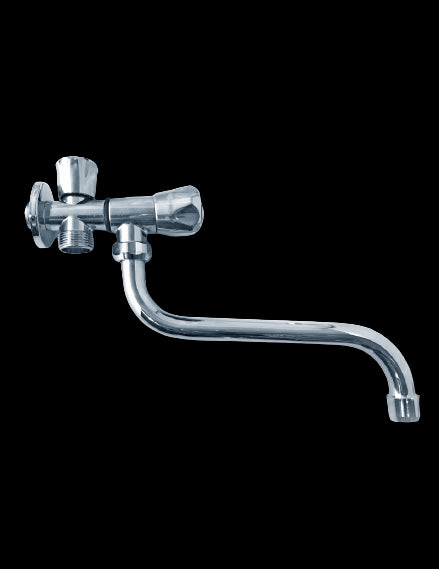 Rubinetto a snodo con attacco lavatrice e canna girevole