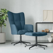 Poltrona Relax con Poggiapiedi Blu in Velluto 328116