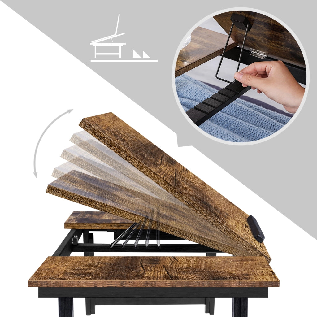 Tavolo pieghevole per laptop VALORA, marrone rustico, stile loft LLD110B01