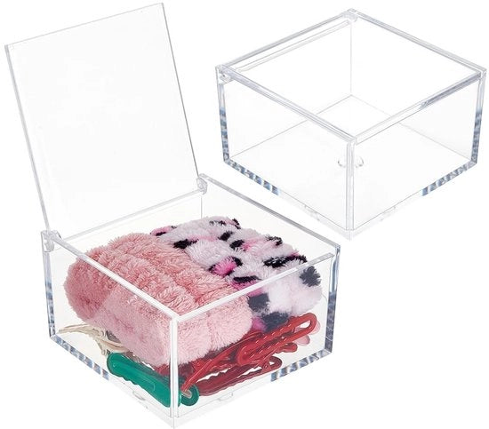 Contenitore di archiviazione trasparente a doppio contenitore - 9,9x9,9x6 cm - Acrilico - Serratura a cardano - Cassetto per regali/gioielli