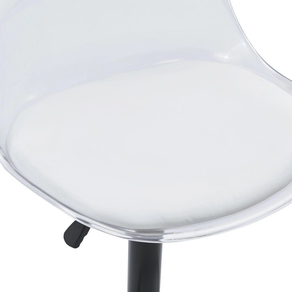 Sgabello da bar girevole con altezza regolabile e schienale trasparente in plastica e metallo nero bianco