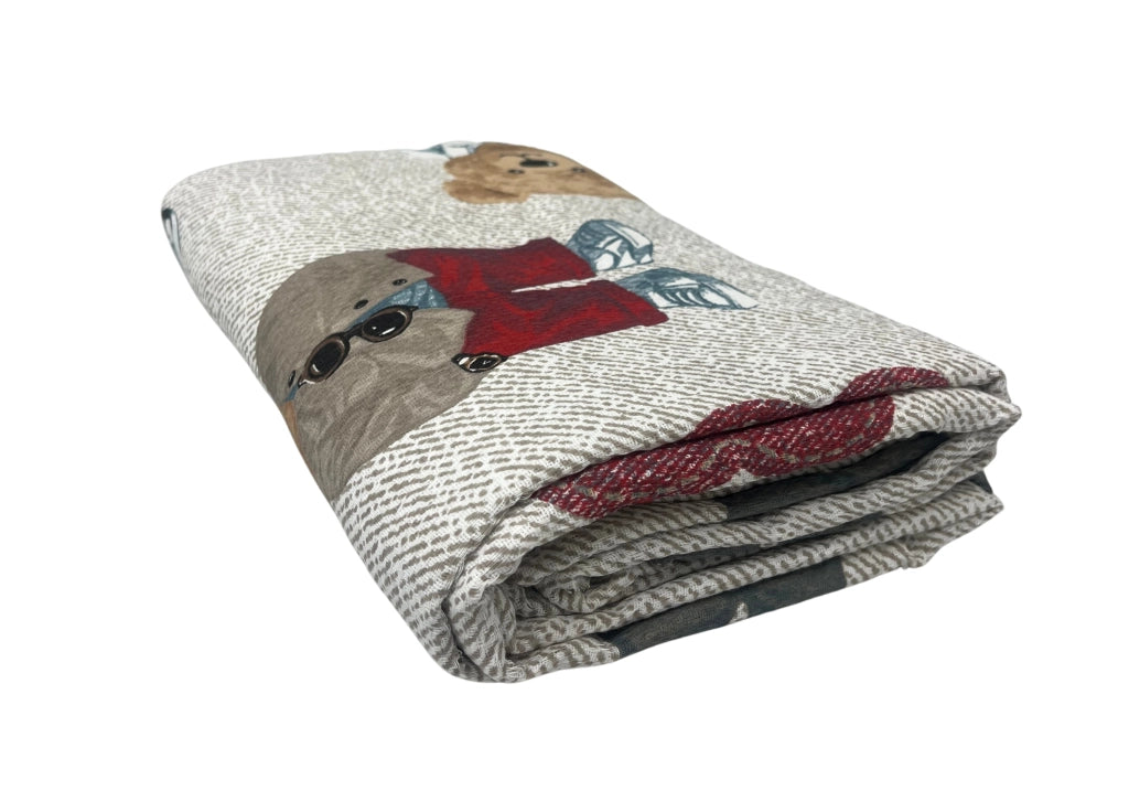 Copriletto Piquet Primavera Estate 100% Cotone Disegno Teddy - Singolo - Beige