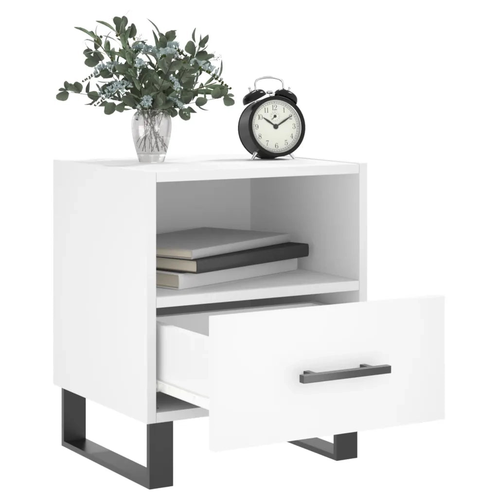 Comodino-Tavolino da notte Bianco 40x35x47,5 cm in Legno Multistrato 705336