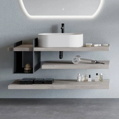 Divisorio portaoggetti 24 cm in metallo antracite per mensola serie Linea