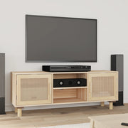 Mobile TV Marrone 105x30x40 cm Massello Pino e Rattan Naturale 345617