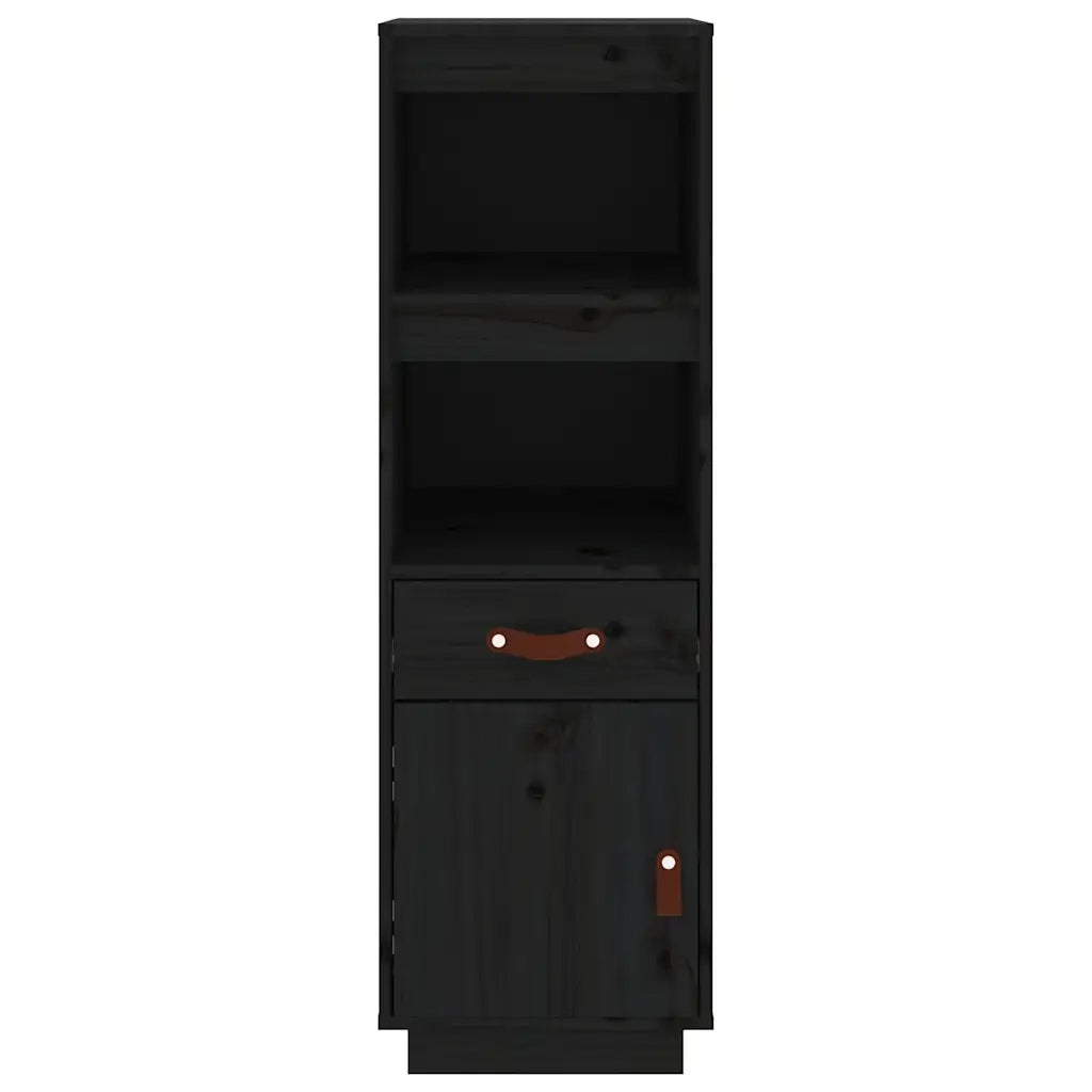 Credenza | Madia | Buffet da pranzo | Armadio da pranzo Nera 34x40x108,5 cm in Legno Massello di Pino