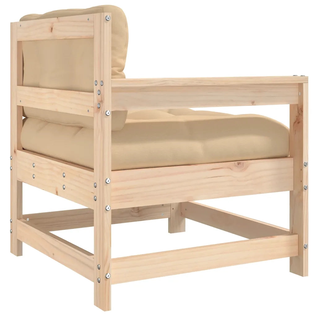 Sedia da Giardino con Cuscini in Legno Massello di Pino CFW4808687