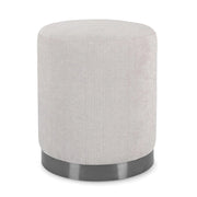Pouf Rotondo Imbottito in Tessuto con Base in Acciaio - LEE