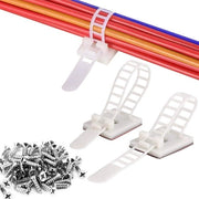 Cablettes autoadesive - Cuffie per cavi adattabili in nylon - Cuffie per cavi per TV, PC, Laptop - per uso domestico e ufficio - Bianche con viti - 50 pezzi