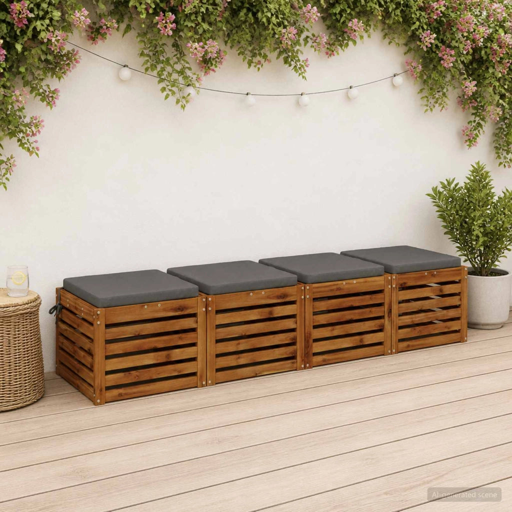 Cuscini per Sedia in 4 Pezzi SOEST 4 pz 100% Poliestere Grigio 944537