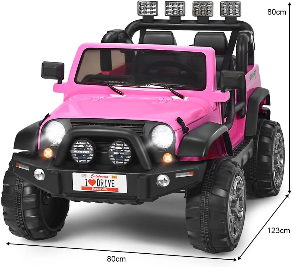 Auto Macchina Elettrica per Bambini 12V, Veicolo Elettrico a Batteria a 2 Posti, con Telecomando 2,4 G, Porta USB e AUX, per Bambini 3+ Anni (Rosa)