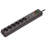 Brennenstuhl 1159540376 Secure-Tec Presa Multipla con Protezione da Sovratensione 6 Prese 3 m Cavo H05VV-F 3G1,5 colore Antracite