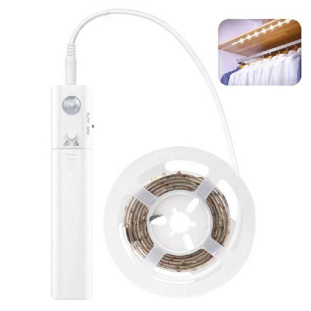 Trade Shop - Striscia Led Con Sensore Di Movimento 1 Metro 4000k 2,4w Per Cassetti Armadi -