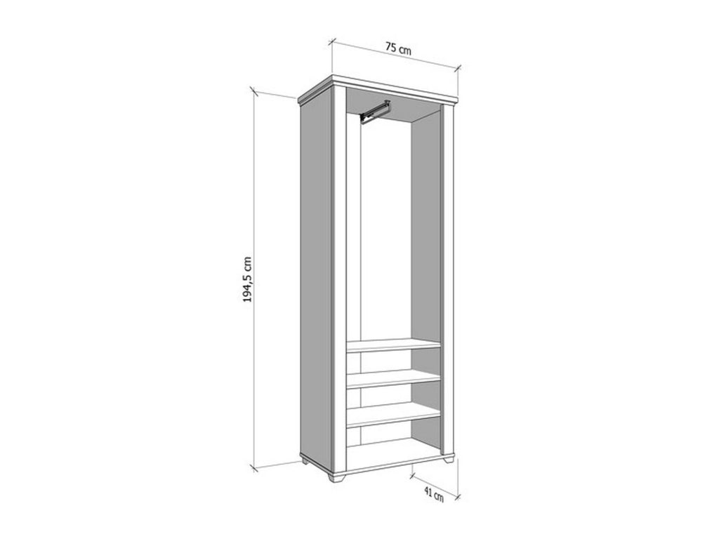 Armadio Camera da Letto Vittuone, Guardaroba 2 Ante Appendiabiti, 75x194.5h cm Bianco