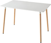 GrandCA HOME Tavolo da Pranzo Rettangolare Tavolo da Cucina con Gambe in Legno Massello, Struttura di Giunzione MDF Desktop, per Sala da Pranzo, Soggiorno, Bianco