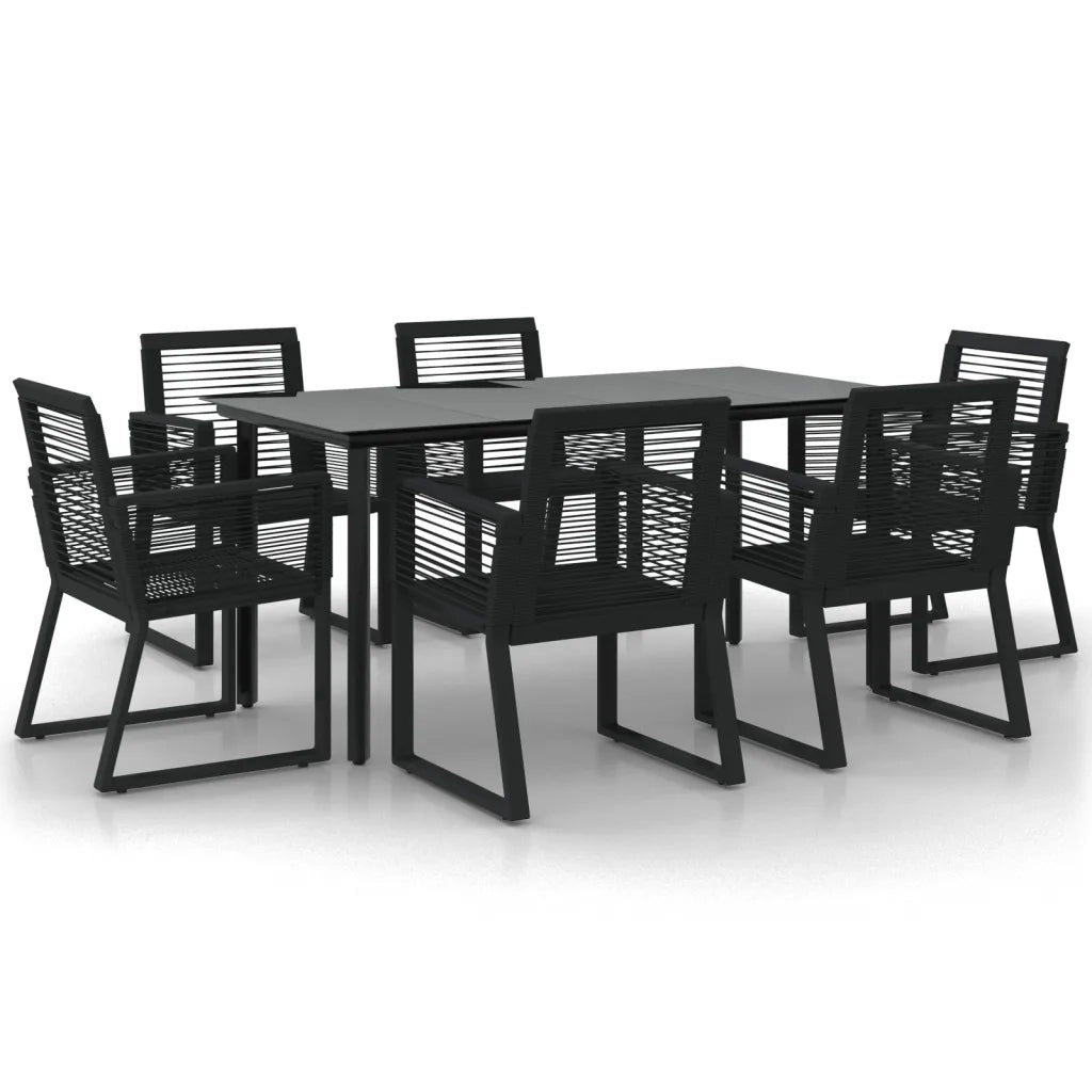 Set da Pranzo da Giardino 7 pz Nero in Rattan PVC cod mxl 44641