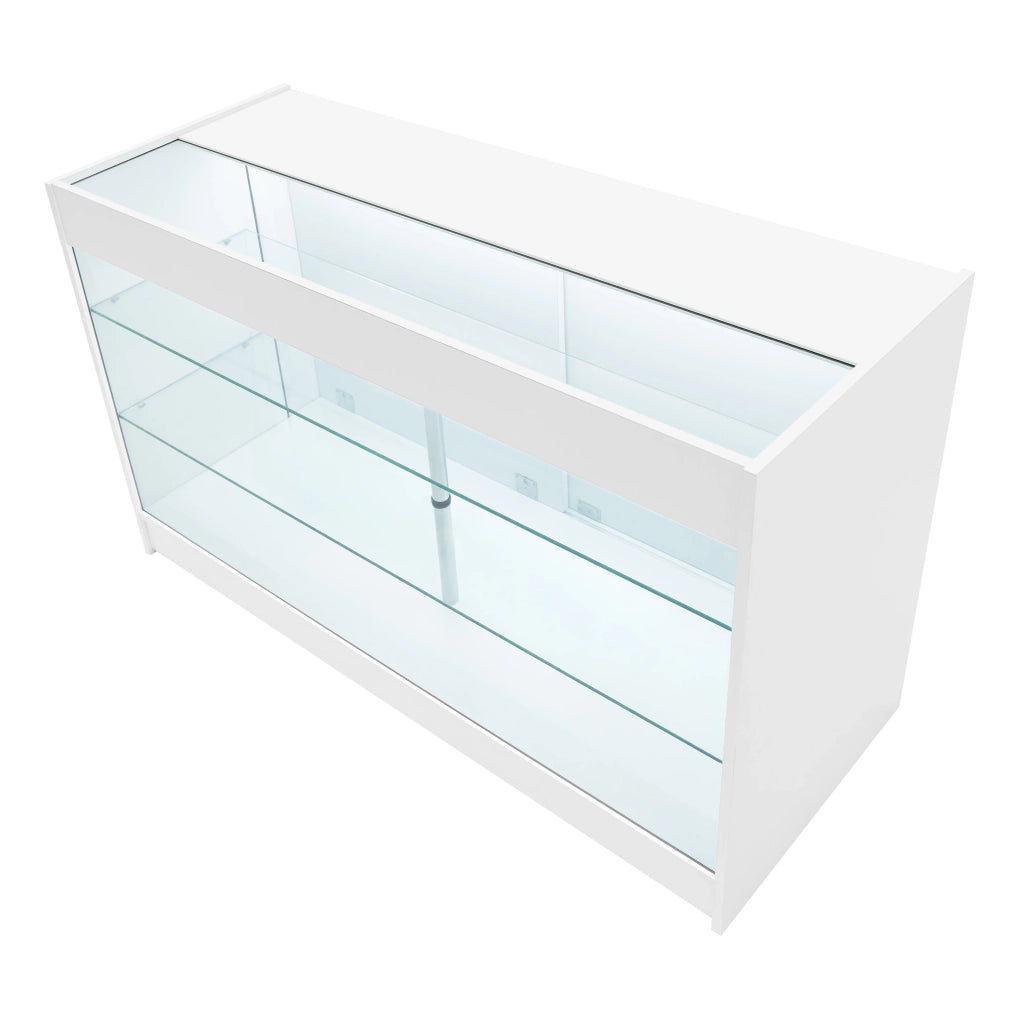 Bancone LED Bianco K1500 con 3 Ripiani, Vetrina e Ante Bloccabili – 2 Chiavi