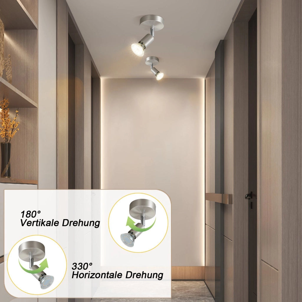 ZMH Faretto da soffitto decorativi 1 luce GU10 acciaio inox nichel rotazione 330° senza lampadina