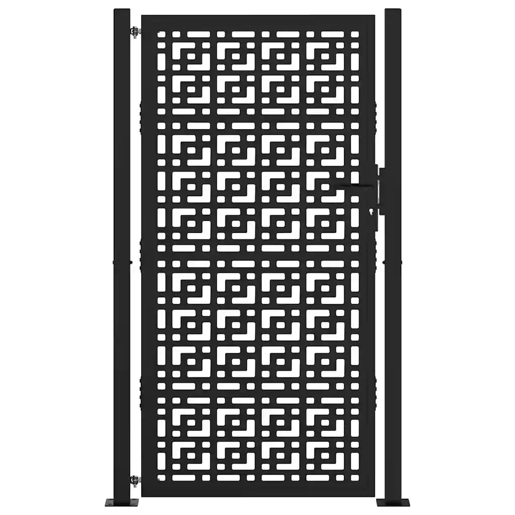 Cancello Giardino Nero 105x180 cm in Acciaio Design a Croce