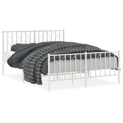 Letto matrimoniale | Letto per adulti | Giroletto con Testiera e Pediera Metallo Bianco 135x190 cm