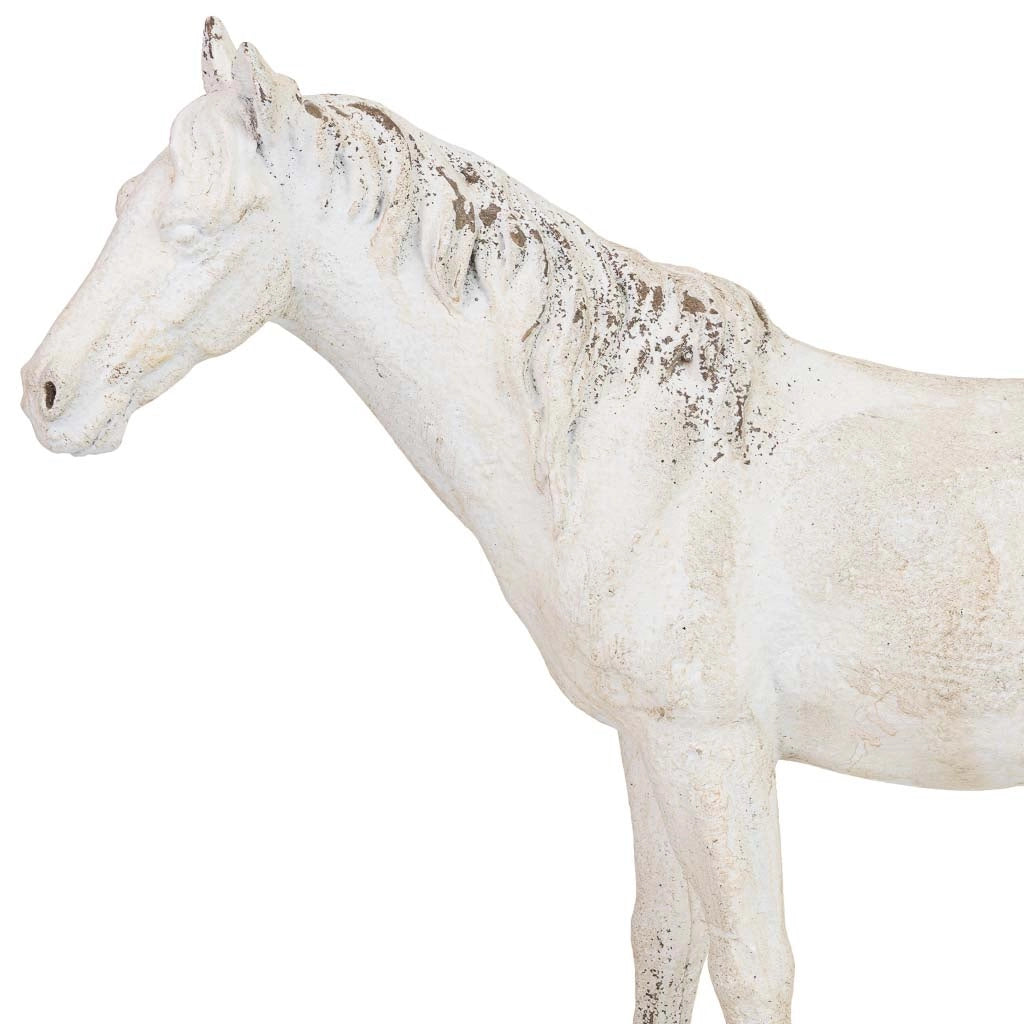 Statuetta decorativa a forma di cavallo in resina bianca, 38 x 11 x 32,5 cm (altezza)