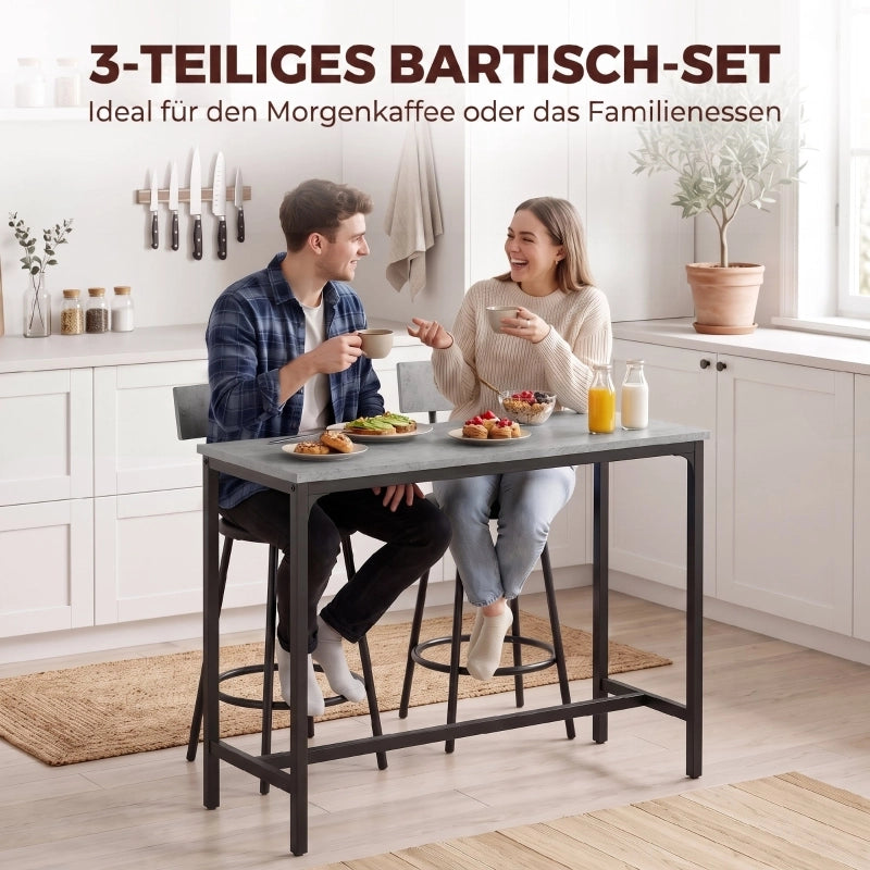 TAVOLO BAR Set da 3 pezzi 100x40x90,5 cm Grigio in legno ingegnerizzato
