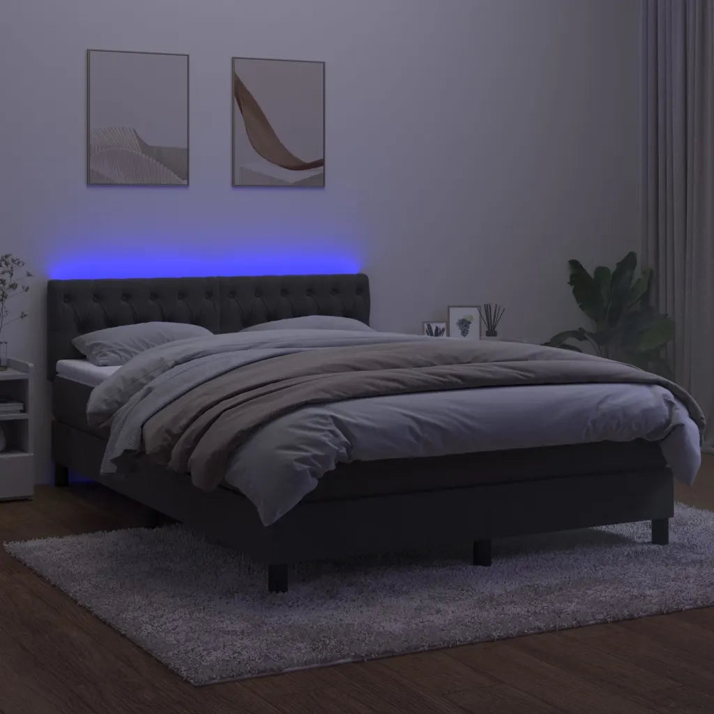 Letto a Molle con Materasso e LED Grigio Scuro 140x200 cm 3134586