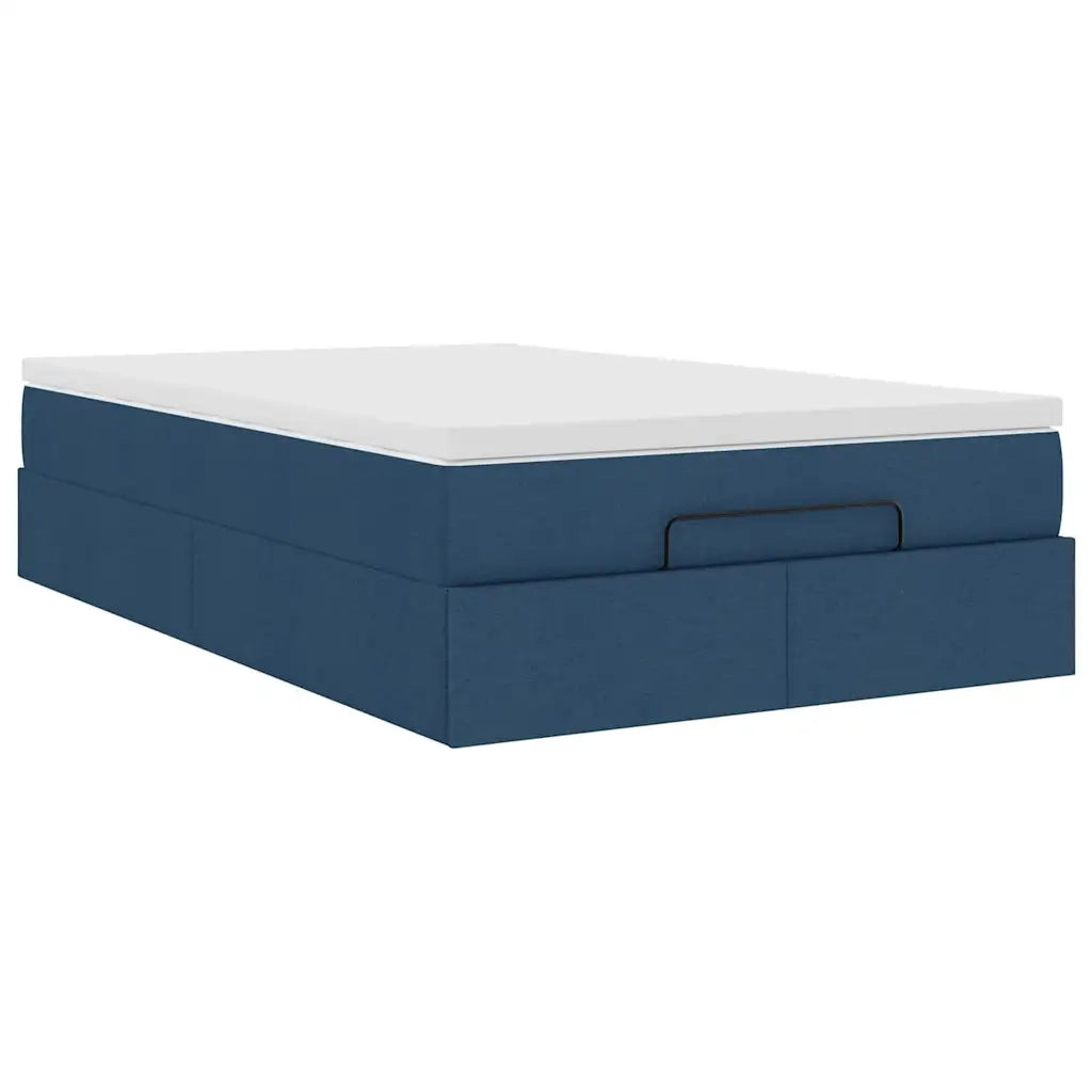 Struttura Letto Pouf con Materasso Blu 120x200 cm in Tessuto 3311105