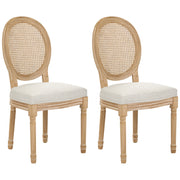 Set di 2 sedie da pranzo con struttura in legno e rivestimento in tessuto marrone chiaro e beige in stile country con intreccio viennese
