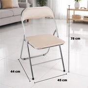 SET 6 SEDIE PIEGHEVOLI IMBOTTITE BEIGE, 44X45X78H CM, SEDUTA COMODA, PORTATILE, STRUTTURA IN METALLO, SLIM, SALVASPAZIO, RESISTENTE