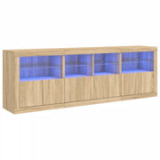 Credenza | Madia | Buffet da pranzo | Armadio da pranzo con Luci LED Rovere Sonoma 202x37x67 cm
