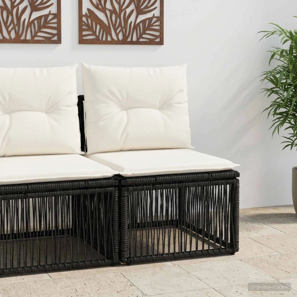 Unità divano senza braccioli Nero polyrattan 42026713