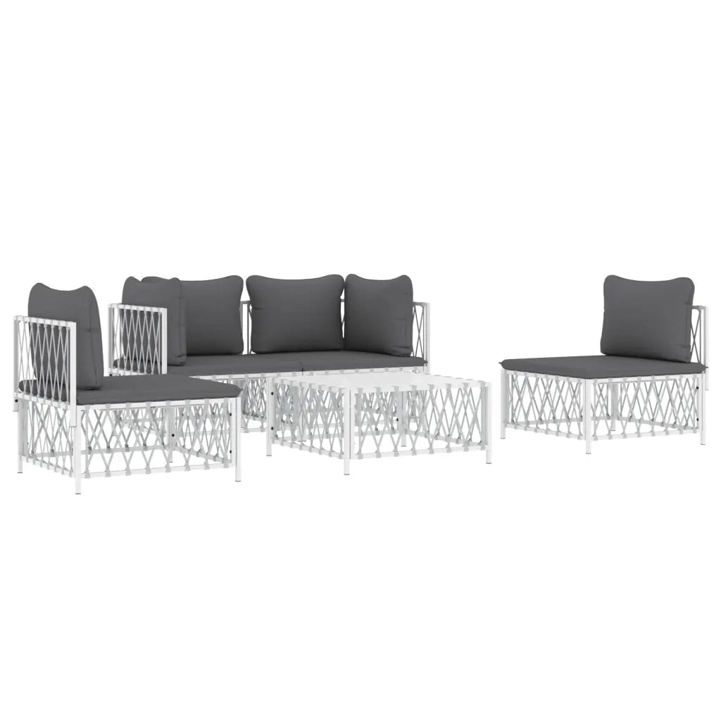 Set Salotto da Giardino 5 pz con Cuscini in Acciaio Biancocod mxl 100553